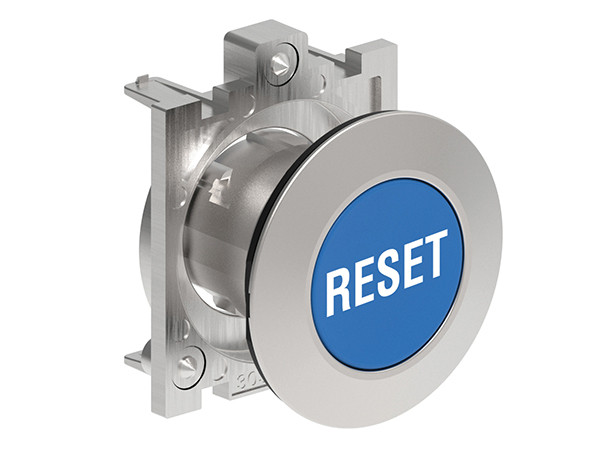 P.B. FLAT FLUSH METAL MOMENT. W/'RESET' BLUE