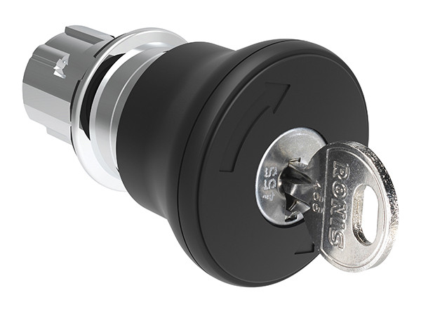 MUSHROOM BUTTON METAL 40mm KEY 421E BLACK