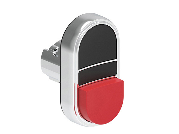 DBLE P.B. 1 FLUSH & 1 EXT. METAL MOMENTARY BLACK/RED