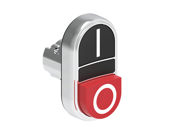 DBLE P.B. 1 FLUSH & 1 EXT. METAL MOMENTARY W/'I-O' BLACK/RED