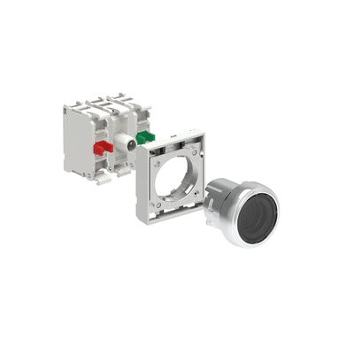 ILLUM. P.B. FLUSH METAL MOMENTARY TRANSPARENT W/MTG ADAPTER 1NO+1NC LED 24V