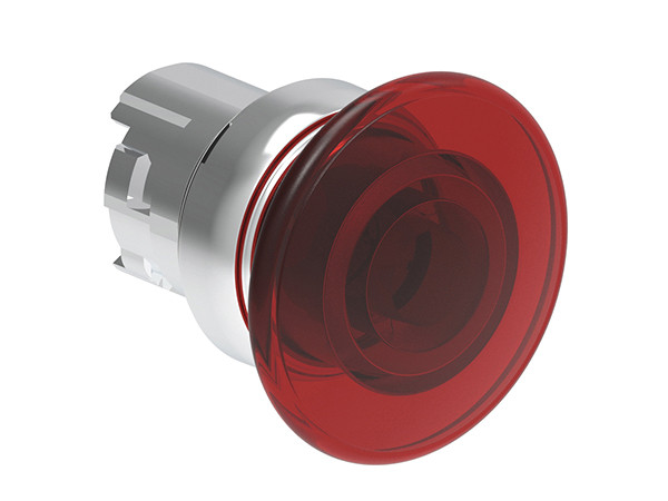 ILLUM. MUSHROOM BUTTON METAL MOMENT. RED