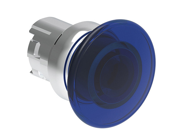 ILLUM. MUSHROOM BUTTON METAL MOMENT. BLUE