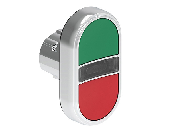 ILLUM. DBLE P.B. FLUSH METAL MOMENT. GREEN/RED