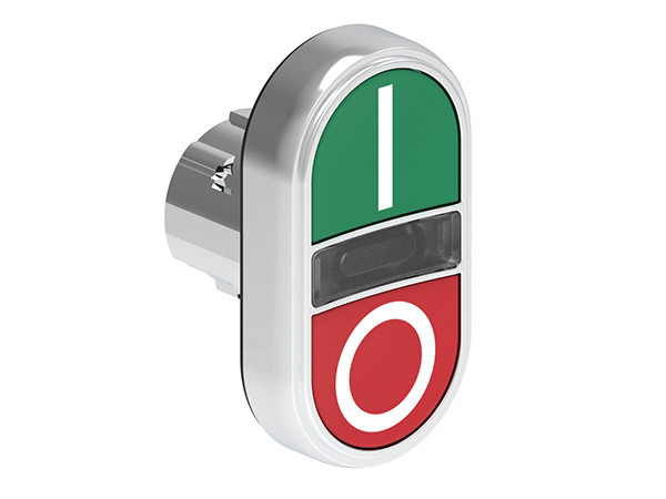 ILLUM. DBLE P.B. FLUSH METAL MOMENT. W/'I-O' GREEN/RED