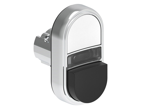 ILLUM. DBLE P.B. 1 FLUSH & 1 EXT. METAL MOMENT. WHITE/BLACK