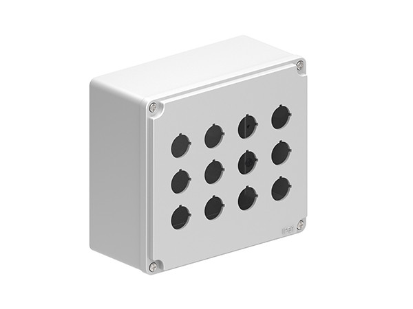 METAL CONTROL STATION 4X3 HOLES GREY