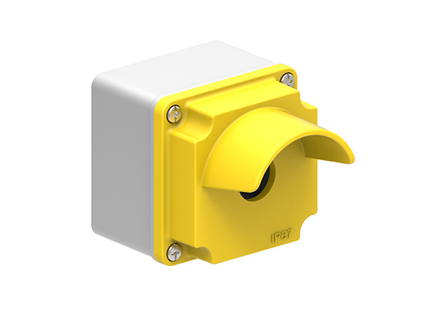 METAL CONTROL STATION 1 HOLE SHROUDED YELLOW