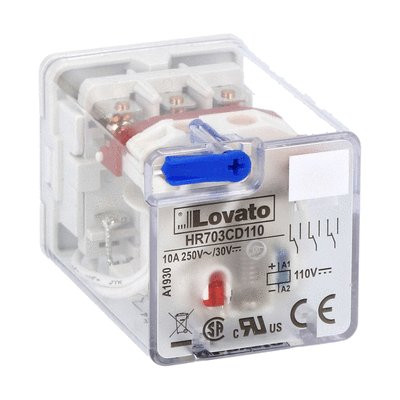 INDUSTRIAL RELAY W/LED & MECH. ACT. 11-PIN TYPE 110VDC 3 C/O 10A