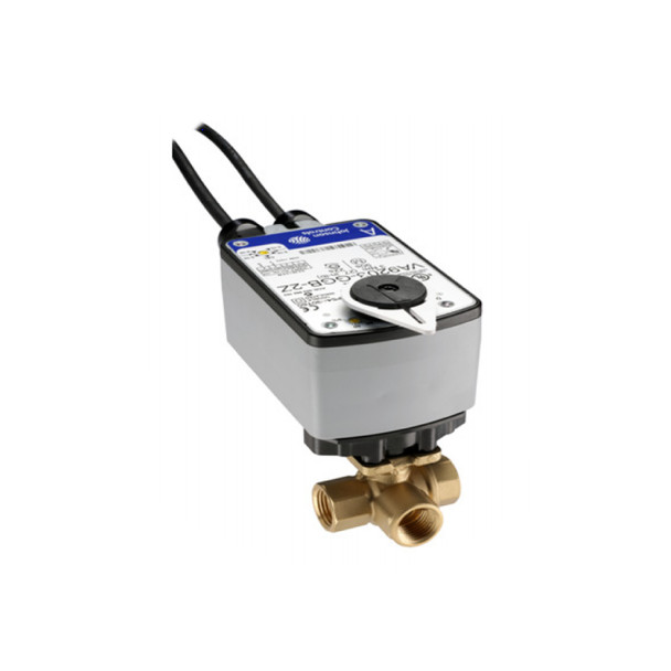 Johnson Controls Valves VG1845BL+943BUA Three-Way, Stainless Steel Trim, NPT End Connections Ball Valves with Spring-Return Electric Actuators without Switches