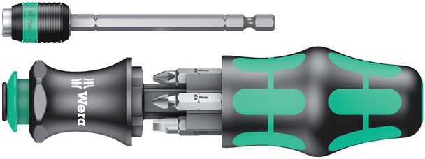Kraftform handle with anti-roll feature, multi-component and integrated magazine