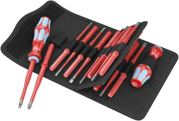 Two multi-component VDE-insulated Kraftform Stainless bitholding screwdrivers with anti-roll protection