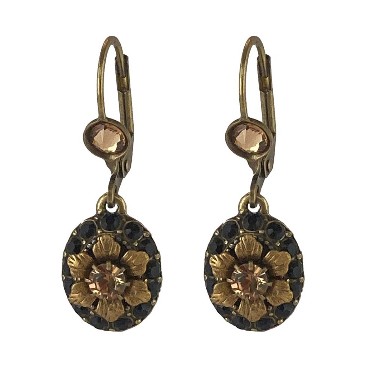 Michal Negrin Black and Gold Vintage Hook Earrings