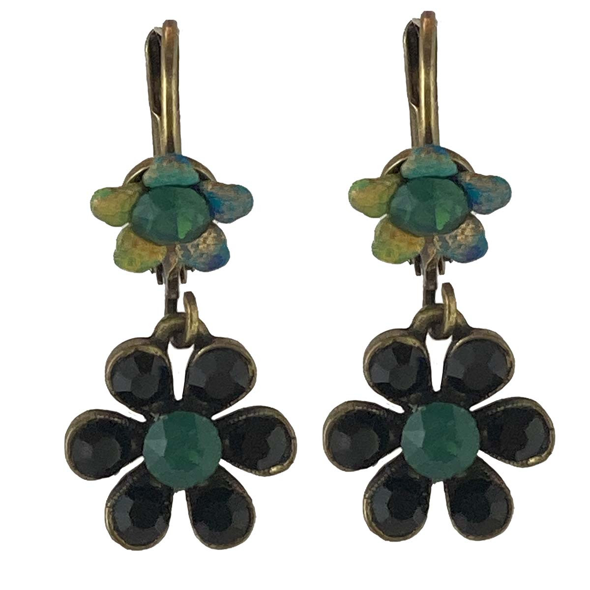 Michal Negrin Lee Drop Black and Blue Crystals Earrings
