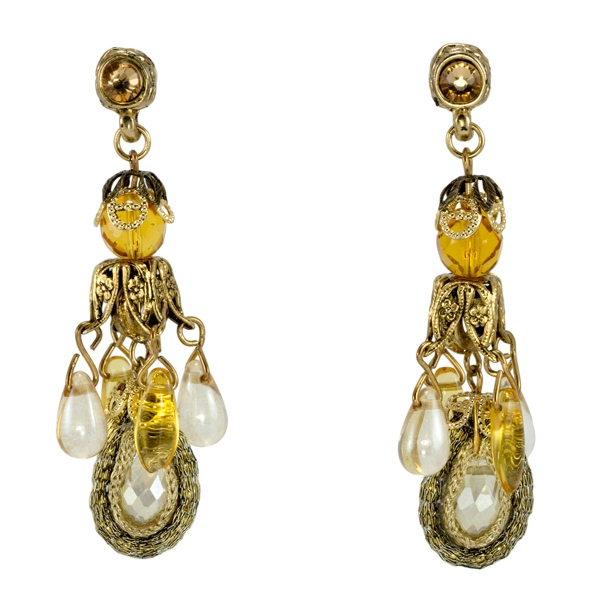 Anat Collection Yellow and Gold Nouveau Glam Earrings