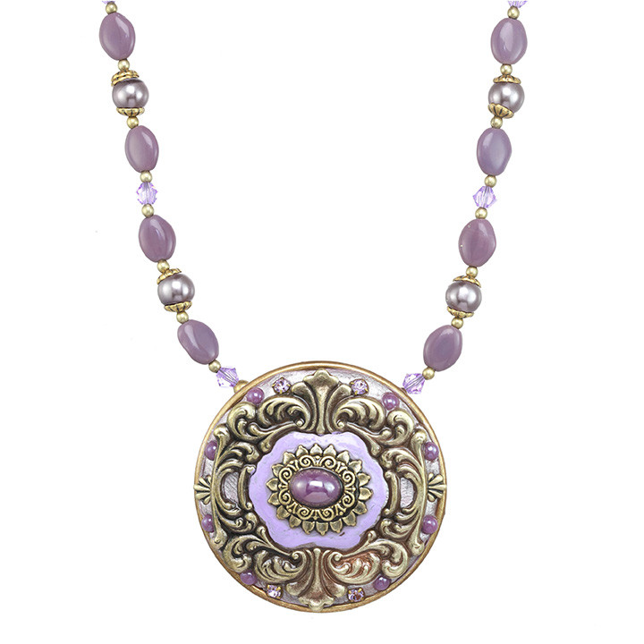 Collier Créateur Michal Golan – Pendentif Turquoise Et Cristal – Collection Kasbah – Métal Laiton, Style Ethnique Et Raffiné