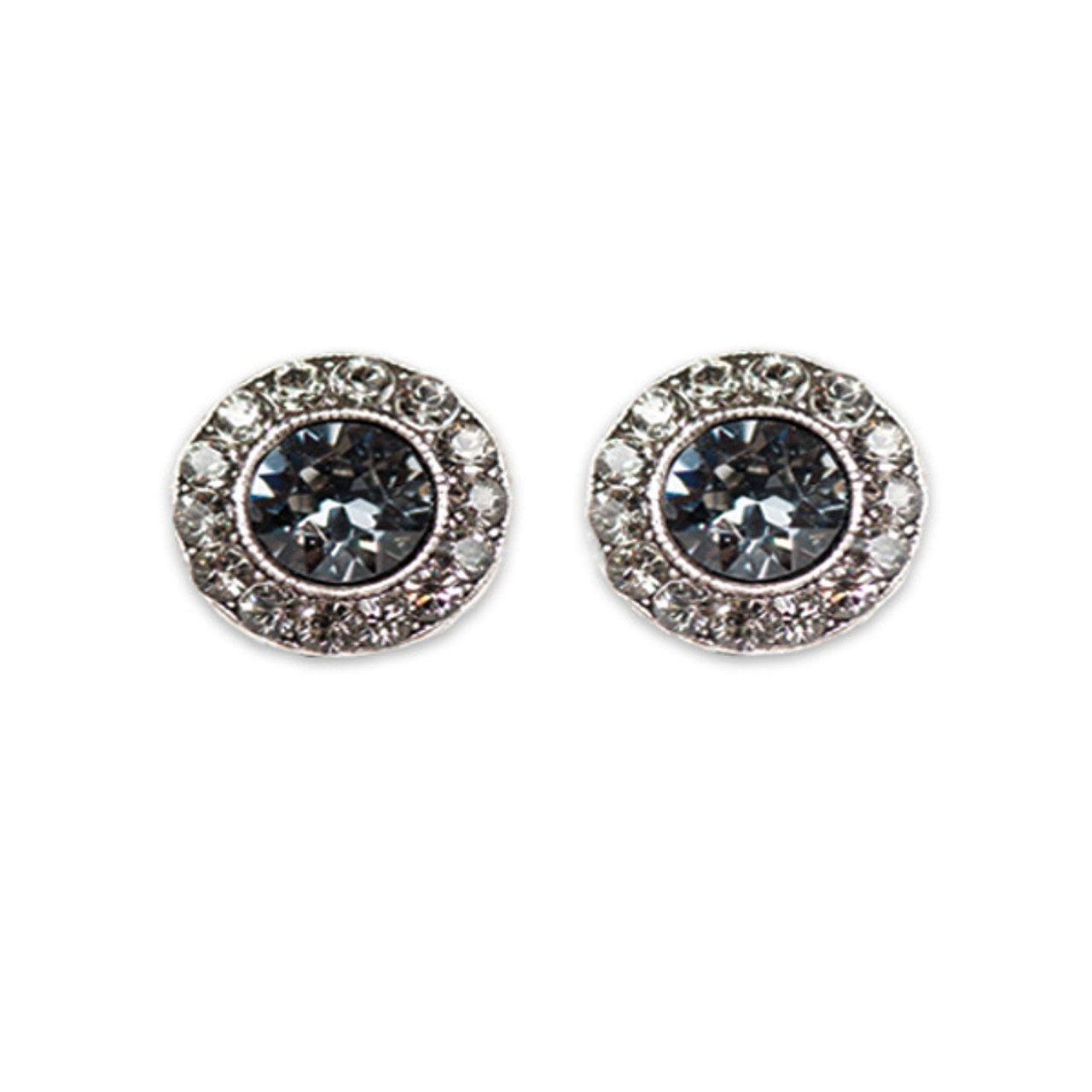 Anne Koplik Silver Night Black Diamond Stud Earrings