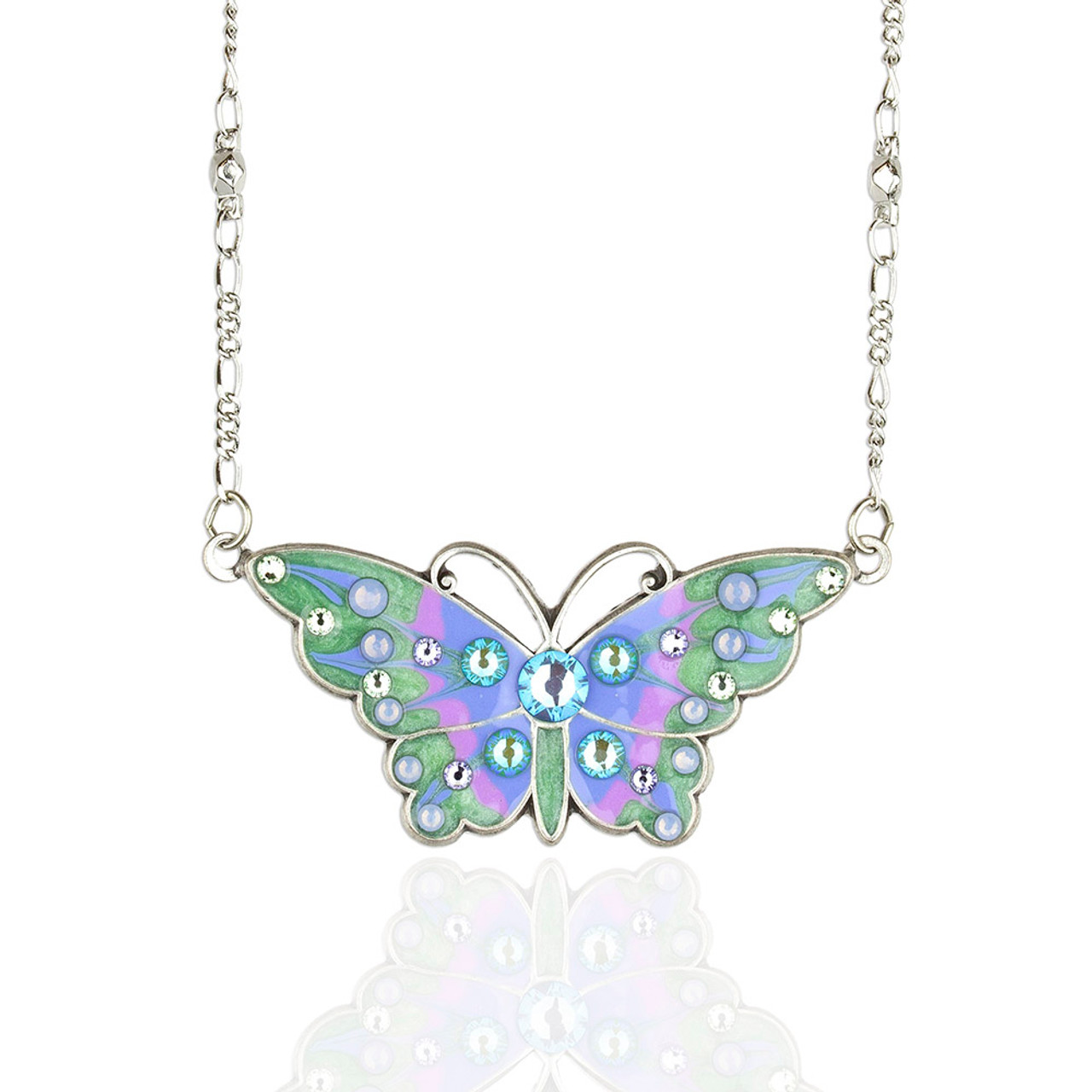 Blue Butterfly Swarovski Crystal Silver Necklace – Mystic Flavia