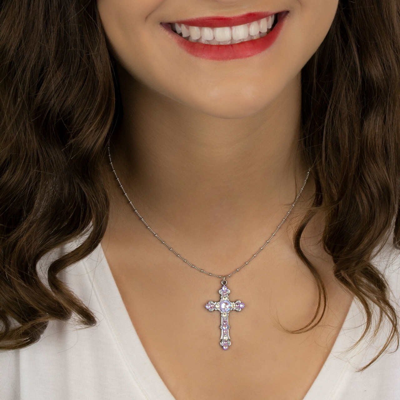 Anne Koplik Marissa Swarovski Crystal Cross Necklace