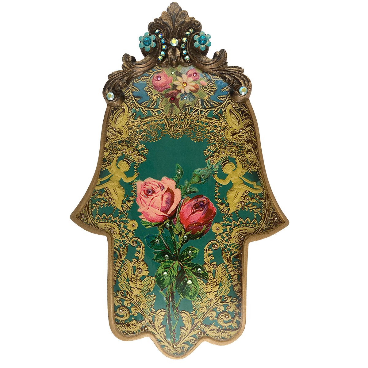 Michal Negrin Rosses Large Green Wall Hamsa