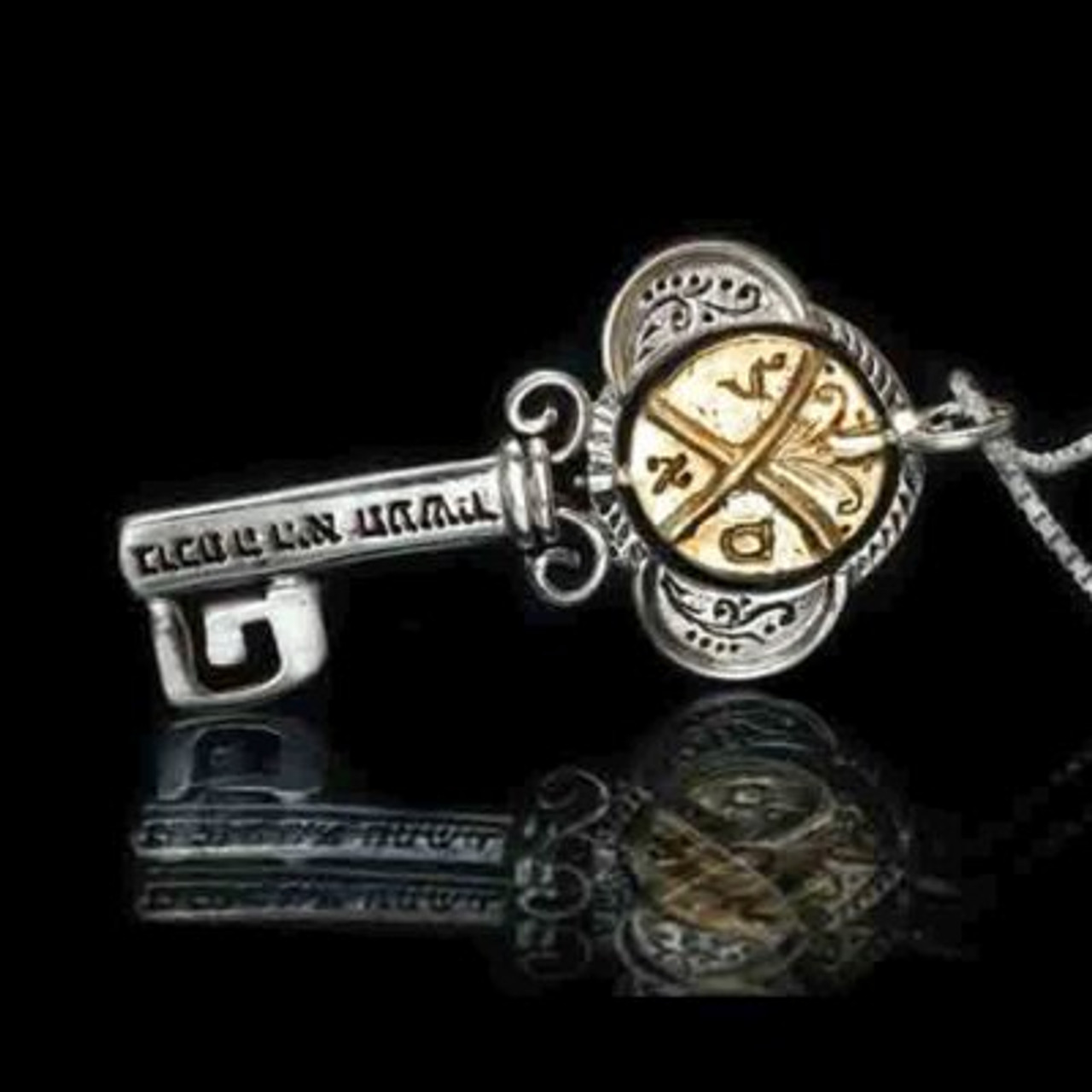 Sterling Silver Kabbalah Key Necklace with Chrysoberyl, Jewish Jewelry