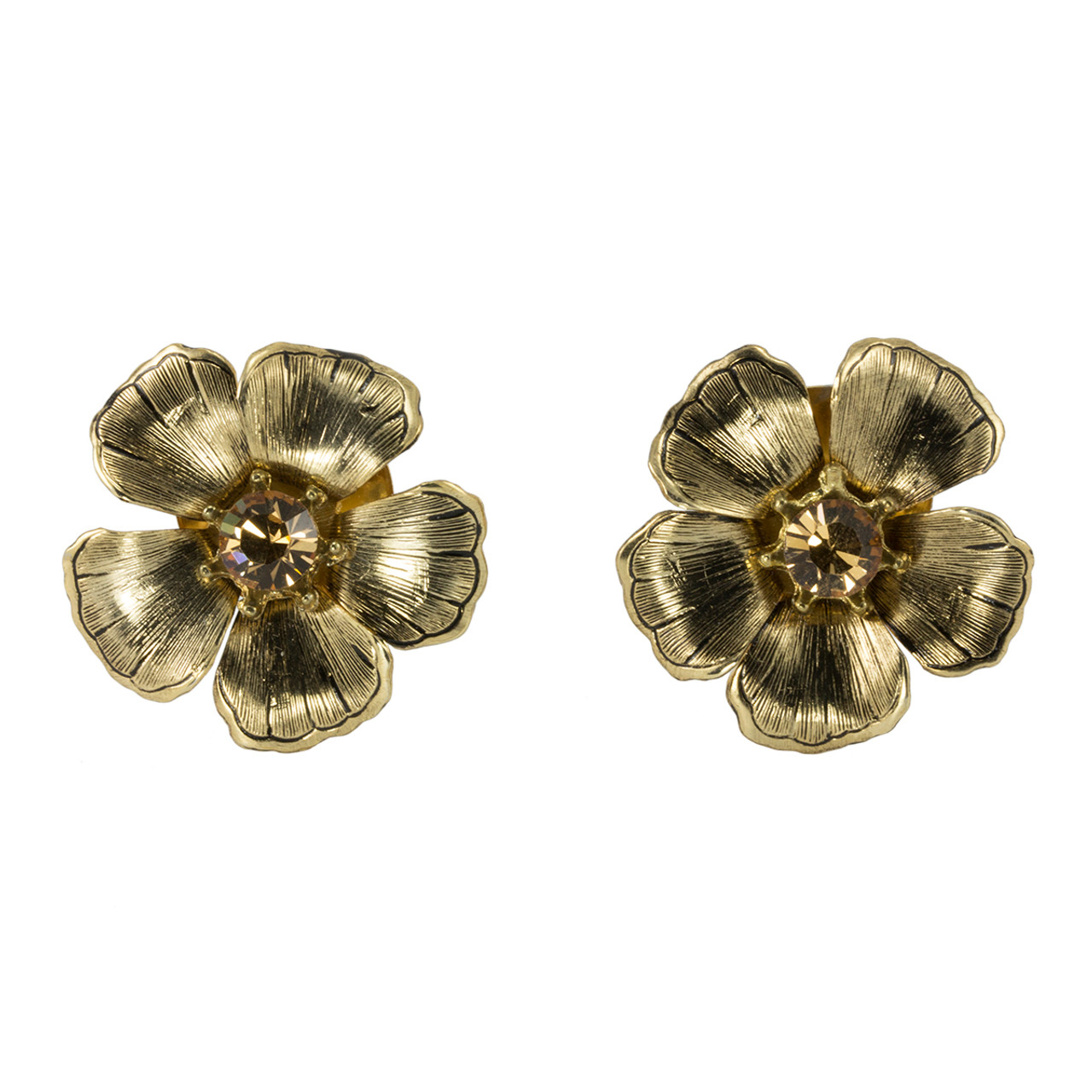 Anat Collection Gold Gold Earrings Gold Amaryllis Clip-on Sterling ...