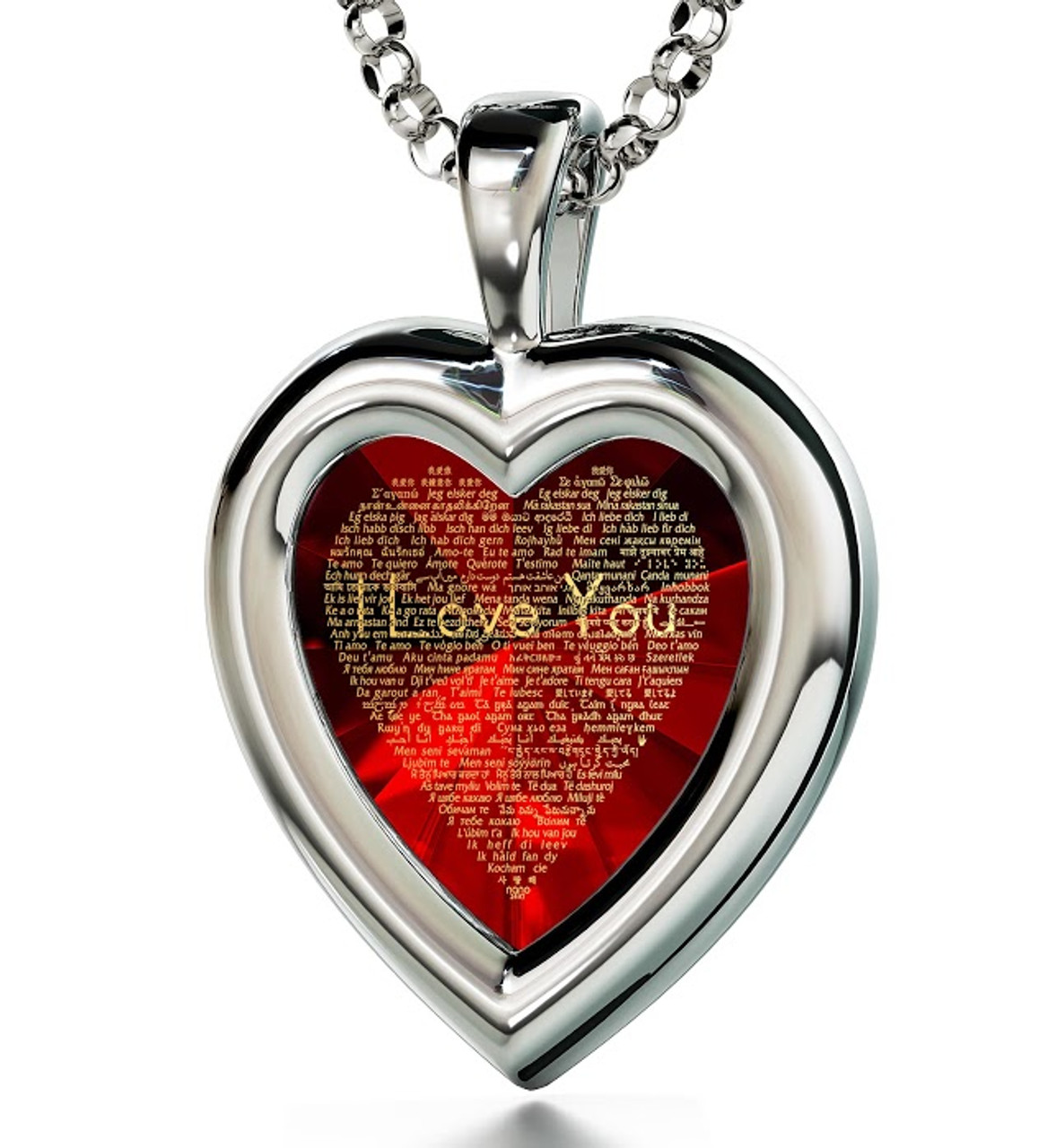 Red Inspired Jewelry Silver Framed Heart I Love You