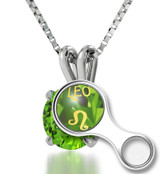 Inspirational Jewelry Silver Leo Green Necklace