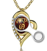 Garnet Inspirational Jewelry Gold Heart Cancer Necklace