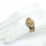 Michal Golan Gold and white evil eye ring