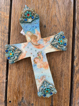 Michal Negrin Vintage Faith Angeles Roses Wall Cross