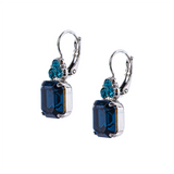 Mariana Small Emerald Leverback Earrings with Trio Round Stones in Sleepytime