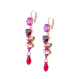 Mariana Heart and Flower Dangle Leverback Earrings in Hibiscus