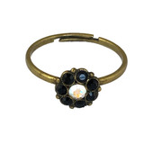 Michal Negrin Blooming Night Swarovski Crystal Adjustable Ring