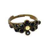 Michal Negrin French Magnolia Black Crystal Adjustable Ring