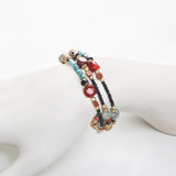 Michal Golan Dark Rustic Beaded Memory Wire Bracelet