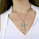Michal Golan Aquamarine Aquamarine Large Cross Necklace Michal Golan Aquamarine Aquamarine Large Cross Necklace