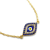 Evil Eye Bracelet with Blue Cubic Zirconia Stones