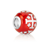 Jerusalem Cross Charm with Red Enamel