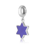 Charm Star of David Pendant with Blue Enamel