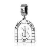 Silver Pendant Charm with Engraved David Harp