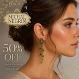 Michal Negrin Flower Drop Leaves Long Earrings