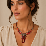 Ayala Bar Crimson Fire Flame and Silver Necklace