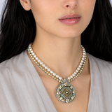Michal Golan Moss Garden Riverstone Large Circle Beaded Necklace