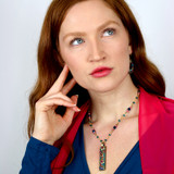 Michal Golan Teal Long Rectangle Necklace