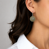 Michal Golan Metallika Hematite Circle Dangle French Wire Earrings