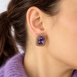 Michal Golan Violet Amethyst Large Square Earrings