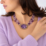Michal Golan Violet Amethyst Beaded Oval Necklace