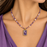 Michal Golan Violet Amethyst Small Rectangle Necklace