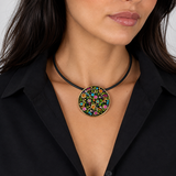 Michal Golan Midnight Garden Circle Pendant Necklace on Wire